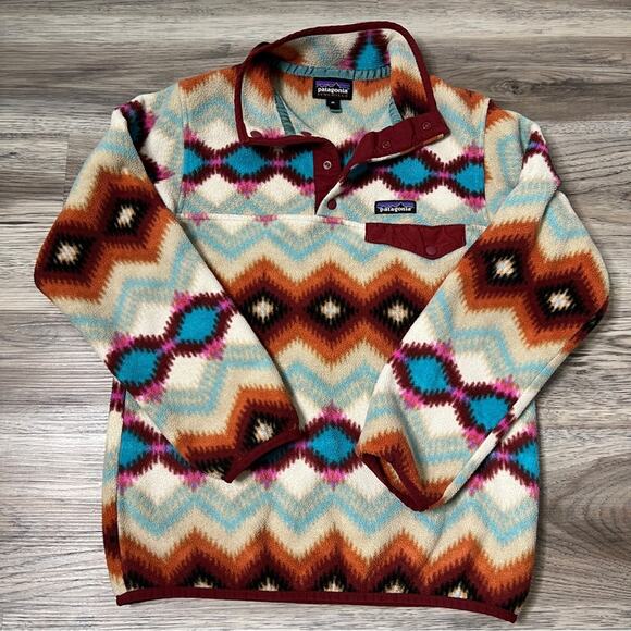 Patagonia Synchilla Snap T Fleece Pullover Sweater Timber Twist Aztec Print - Picture 2 of 6